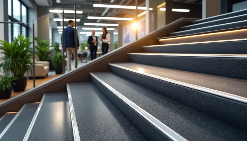 découvrez les multiples bénéfices d'intégrer un nez de marche antidérapant dans votre entreprise. améliorez la sécurité de vos employés, réduisez les risques de chutes et créez un environnement de travail plus sûr et plus professionnel. un choix judicieux pour optimiser la sécurité et le bien-être au sein de vos locaux.