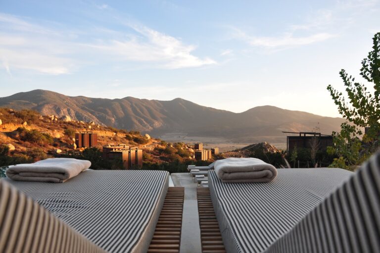 Deck chairs in the mountains