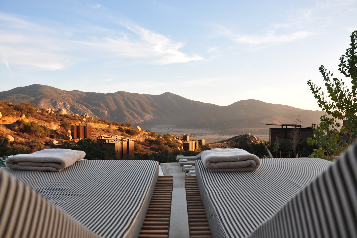 Deck chairs in the mountains
