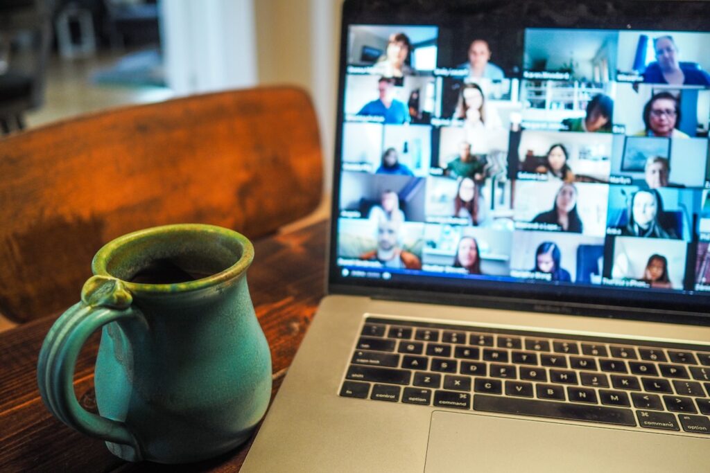 Zoom call with coffee