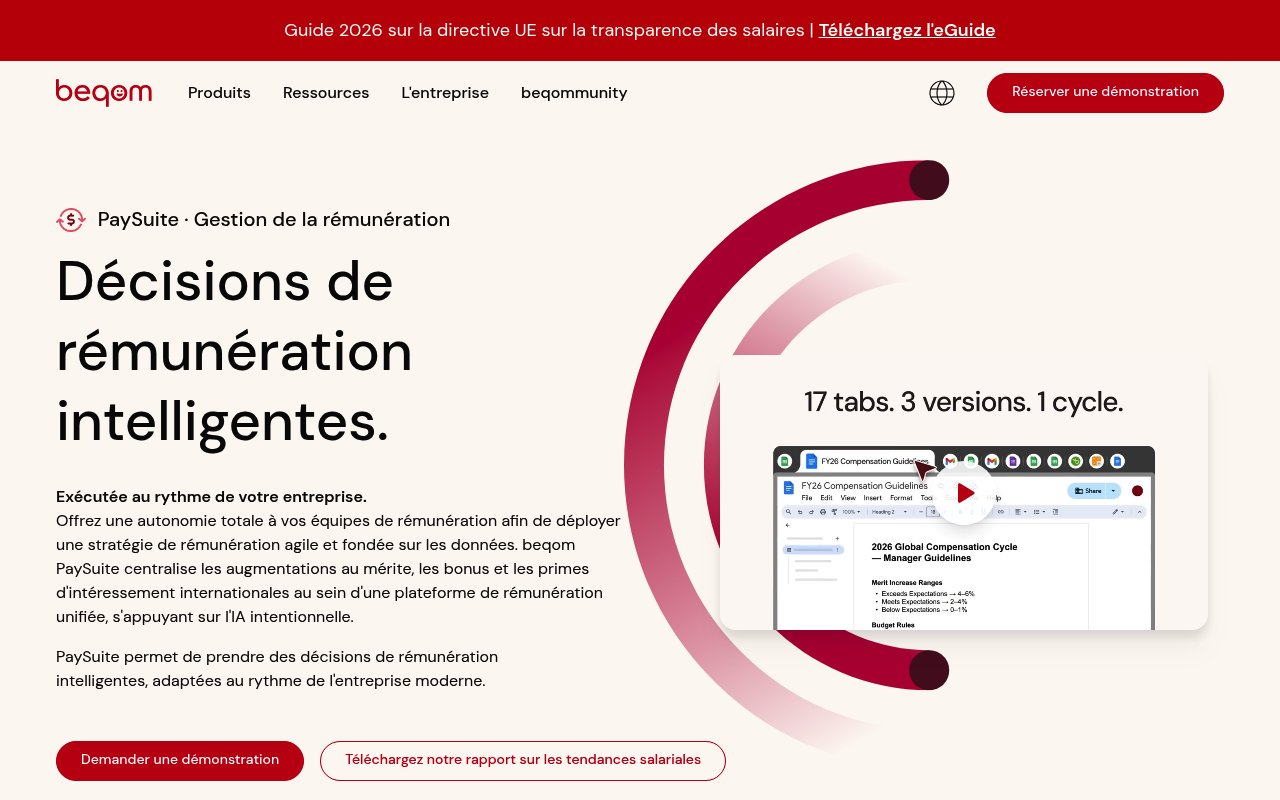 Apercu du site beqom Total Compensation Management